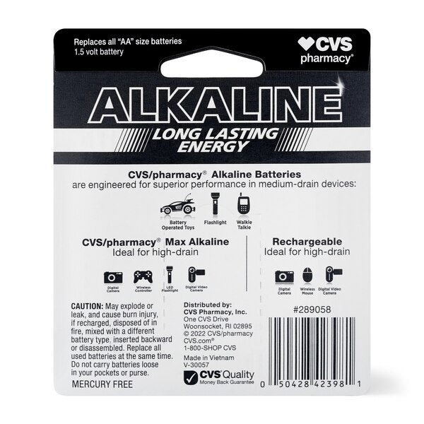 CVS Alkaline Batteries AA, 16 ct