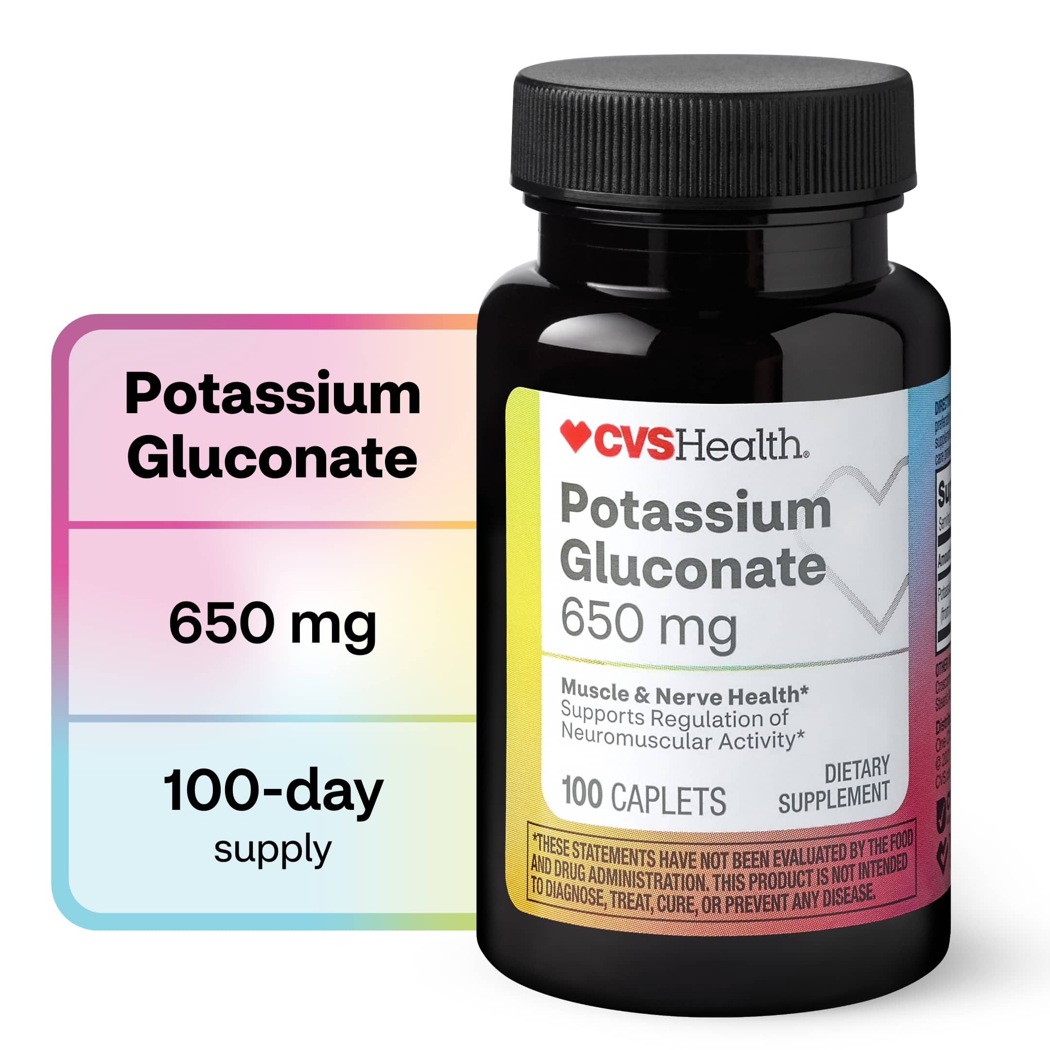 CVS Health Potassium Gluconate 650 mg Caplets, 100 CT