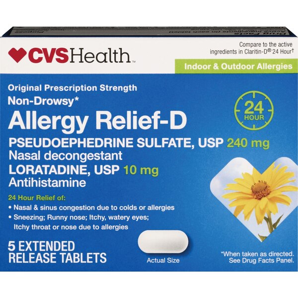 CVS Health - Tabletas para alivio de la alergia, no produce somnolencia, concentración original de receta