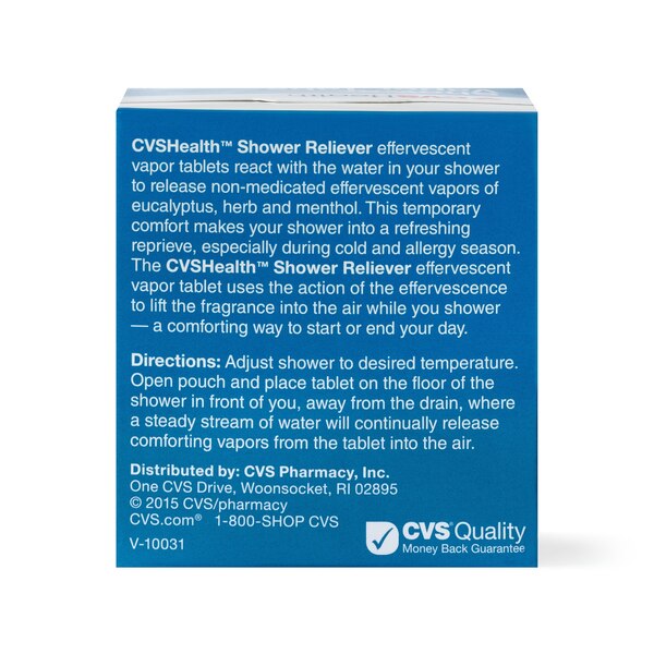 CVS Health Shower Vapor Effervescent Tablets, Eucalyptus, Menthol & Camphor, 3 CT