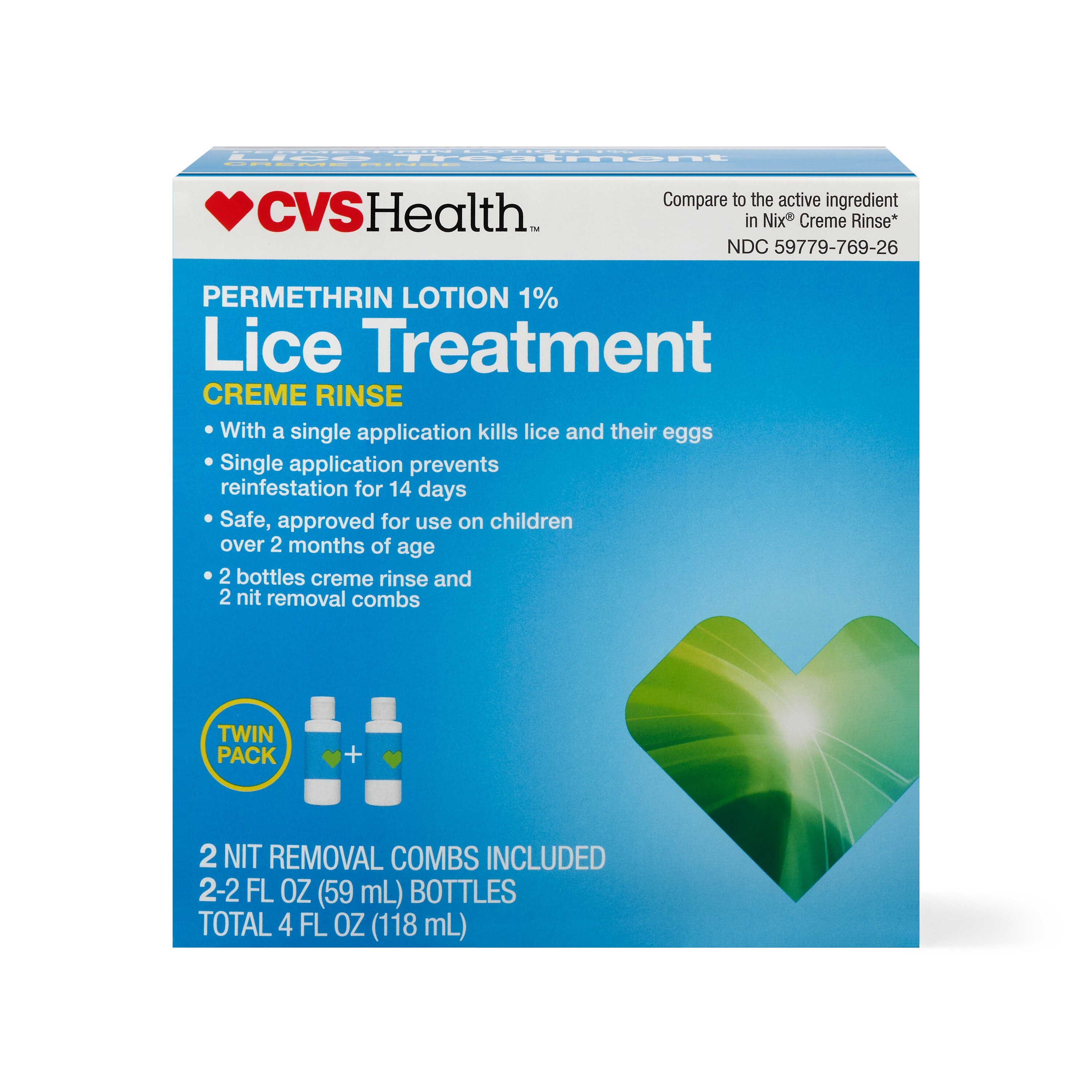 CVS Health - Loción de permetrina al 1% para el tratamiento de piojos, paquete familiar
