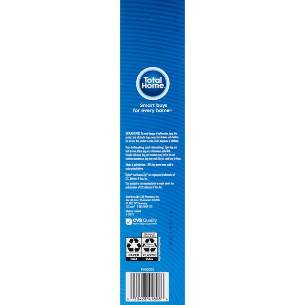 Total Home Freezer Bags, Color Seal Double Zipper, Gallon
