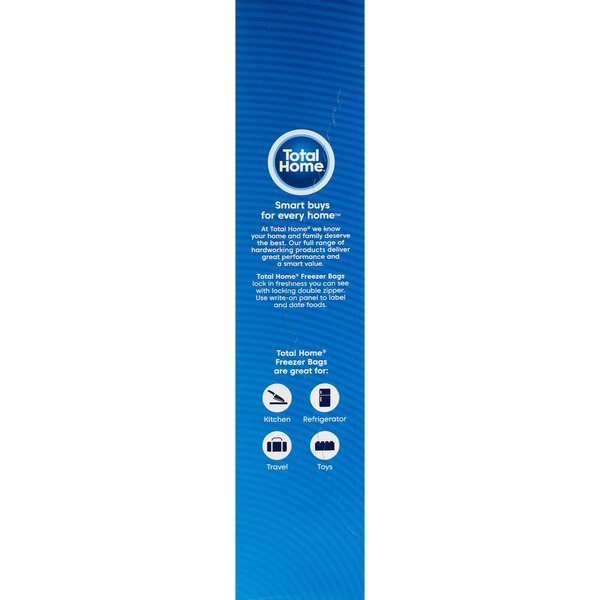 Total Home Freezer Bags, Color Seal Double Zipper, Gallon