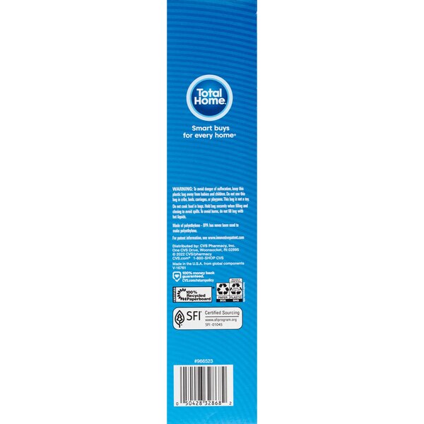Total Home Freezer Bags, Color Seal Double Zipper, Gallon