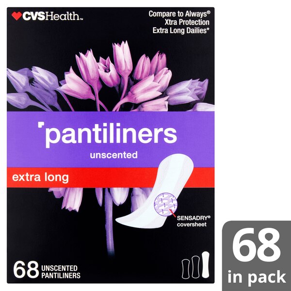 CVS Health Extra Long Panty Liners, Unscented, Super, 68 CT