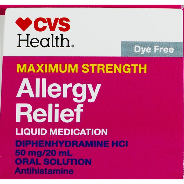 CVS Health Maximum Strength Allergy Relief Liquid Dye Free Diphenhydramine HCl Oral Antihistamine