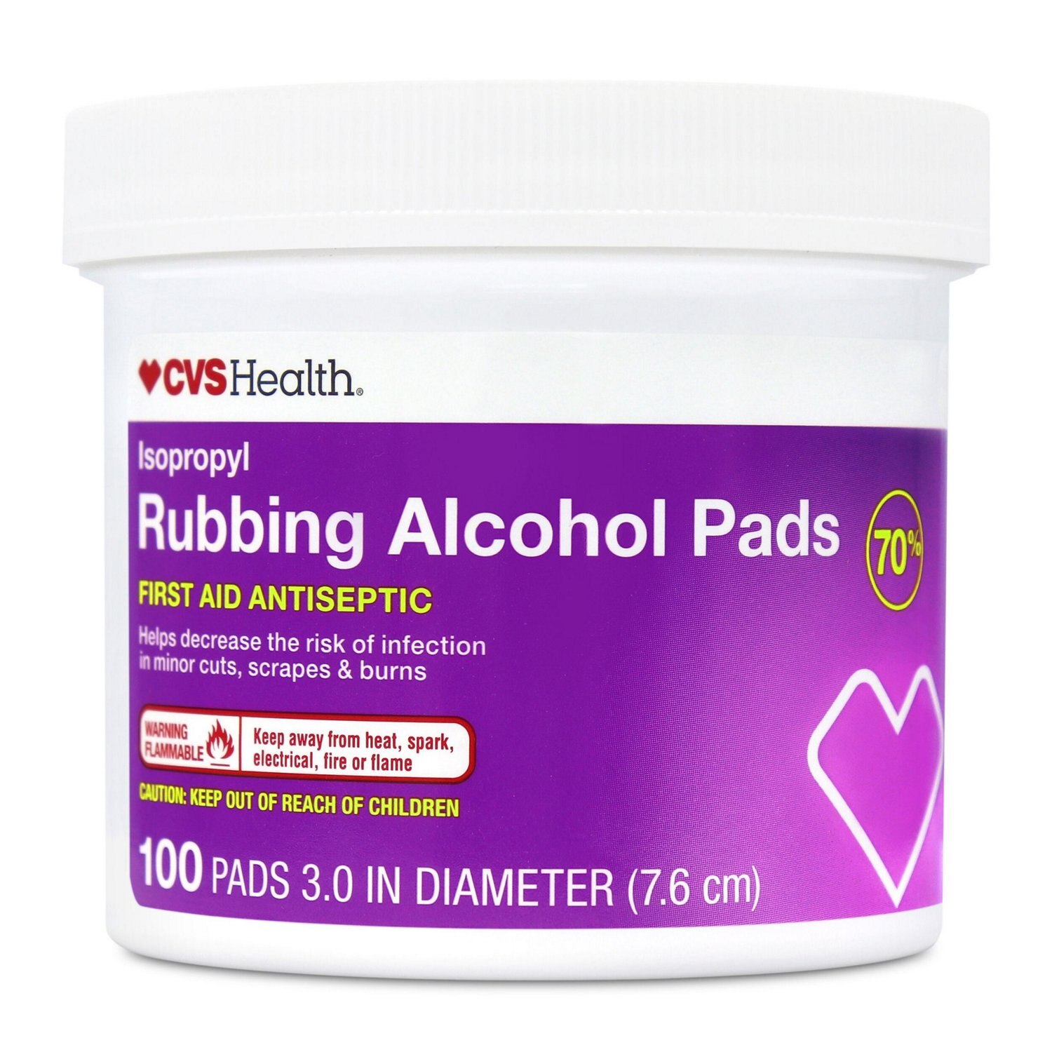 CVS Rubbing Alcohol Pads, 100 CT image.