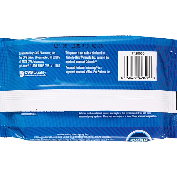 Total Home Flushable Moist Wipes Refill, 42 ct