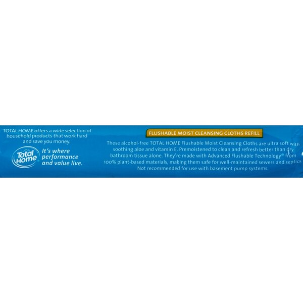 Total Home Flushable Moist Wipes Refill, 42 ct