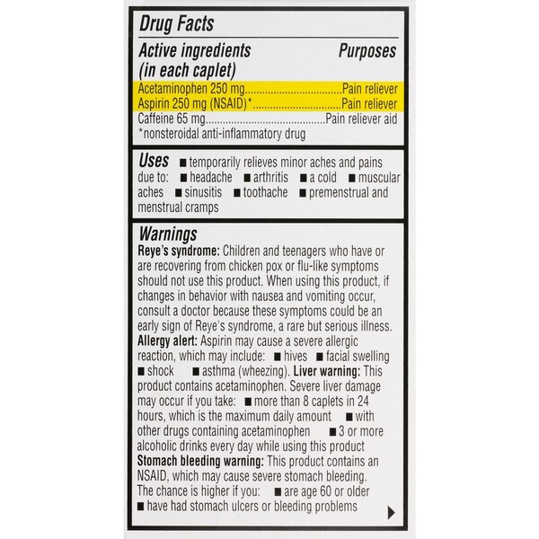 CVS Health Extra Strength Headache Relief Acetaminophen, Aspirin (NSAID) & Caffeine Caplets