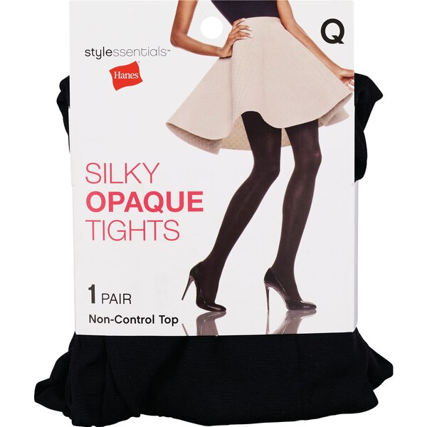 Style Essentials by Hanes Silky Opaque Tights, Black
