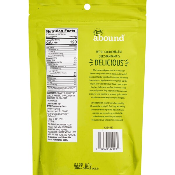 Gold Emblem Abound Sea Salt Roasted Chickpeas, 5 oz