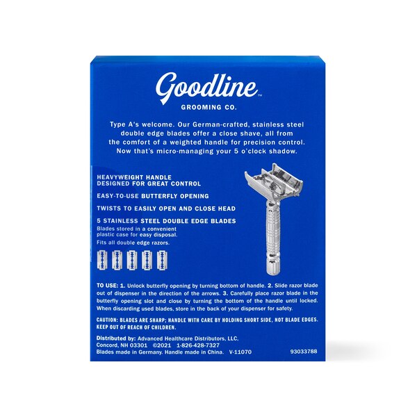 Goodline Grooming Co. Men's Double Edge Safety Razor Handle with 5 blades