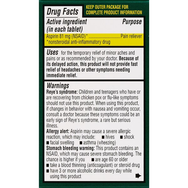 CVS Health Low Dose Aspirin 81 MG Enteric Coated Tablets