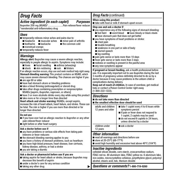 CVS Health Ibuprofen Pain Reliever & Fever Reducer (NSAID) 200 MG Caplets