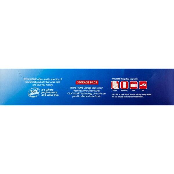 Total Home Storage Bags, Color Seal Double Zipper Gallon, 20 ct