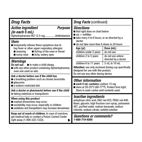 CVS Health Children's Allergy Relief Liquid Diphenhydramine HCl Oral Antihistamine