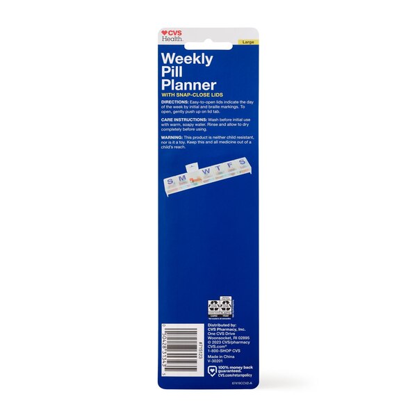 CVS Health Weekly Pill Planner, Large, Assorted Colors