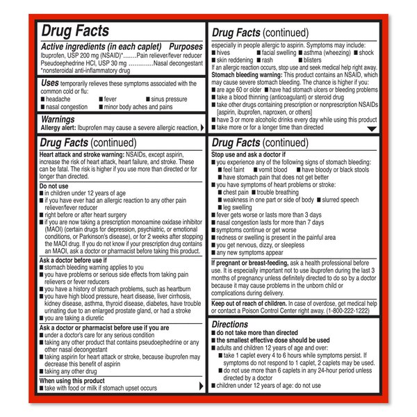 CVS Health Non-Drowsy Cold & Sinus Relief Ibuprofen & Pseudoephedrine HCl Tablets, USP, 40 CT