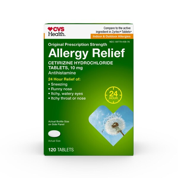 CVS Health 24HR Allergy Relief Tablets, 10mg Cetirizine HCl