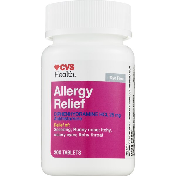 CVS Health Allergy Relief Dye Free Diphenhydramine HCL, 200 CT