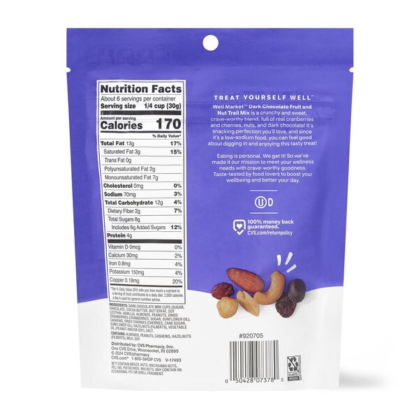 Well Market Dark Chocolate Fruit and Nut Trail Mix, 6 oz