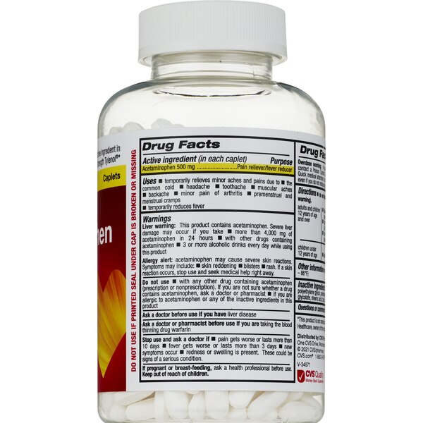CVS Health Extra Strength Acetaminophen Pain Reliever & Fever Reducer 500mg Caplets
