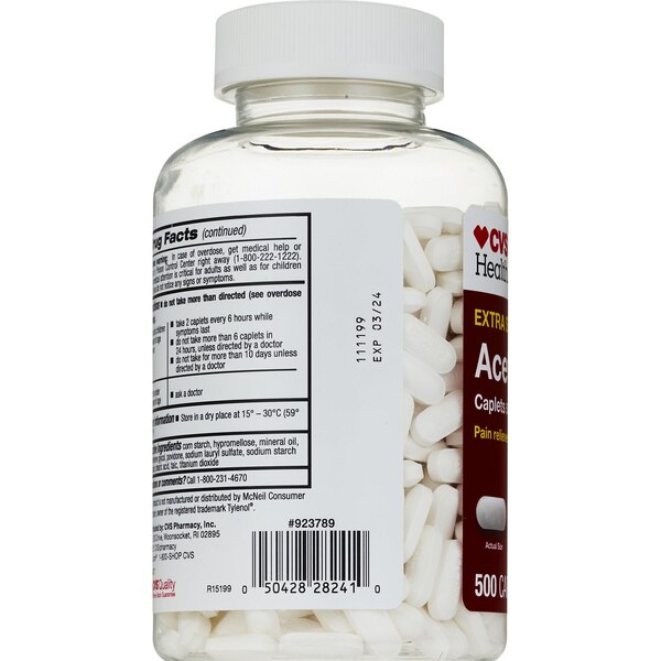 CVS Health Extra Strength Acetaminophen Pain Reliever & Fever Reducer 500mg Caplets