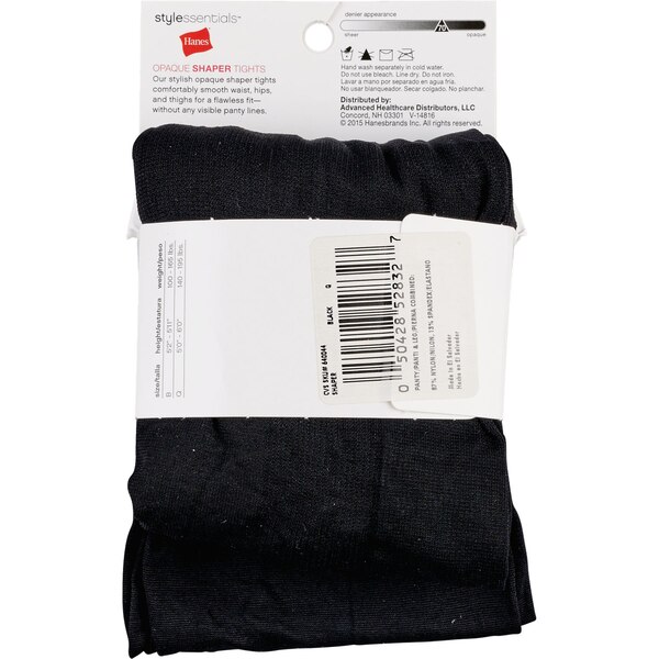 Style Essentials by Hanes Opaque Shaper Tights, Black