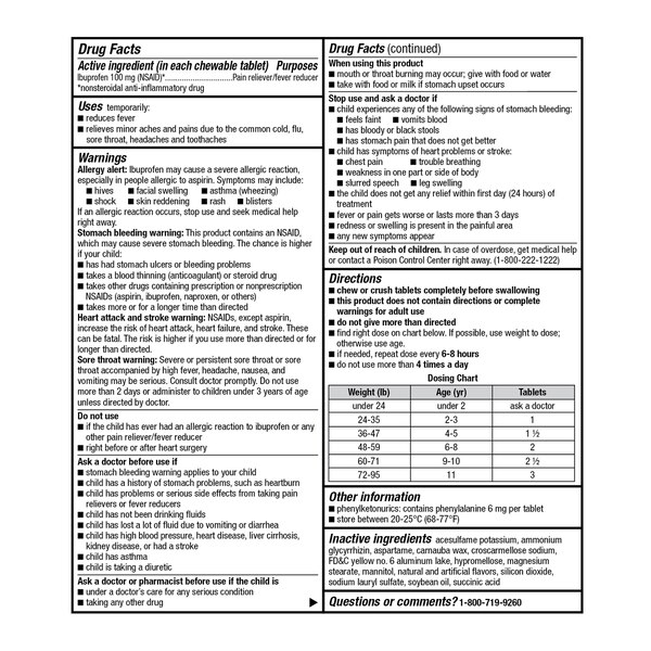 CVS Health Junior Strength Ibuprofen 100 MG Chewable Tablets, Orange