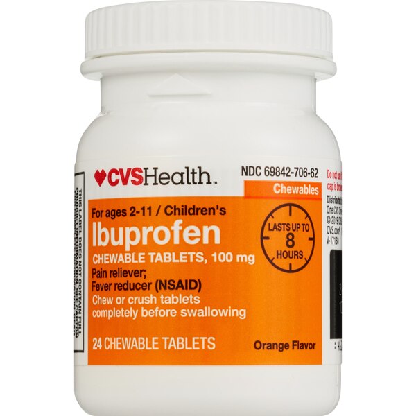 CVS Health Junior Strength Ibuprofen 100 MG Chewable Tablets, Orange