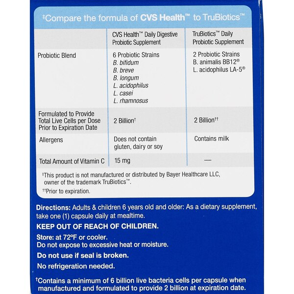 CVS Health Daily Digestive Probiotic 6 Billion CFU Capsules