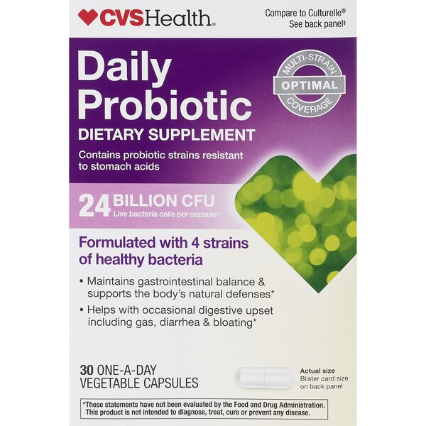 CVS Health - Suplemento probiótico diario, 24 mil millones CFU, pastillas