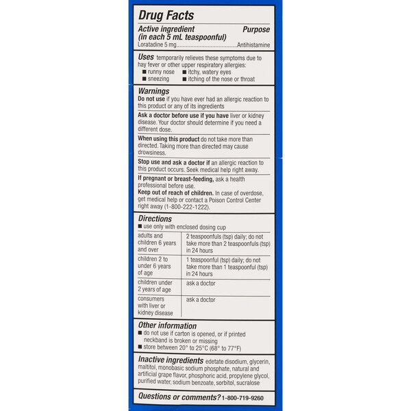CVS Health Children's 24HR Non-Drowsy Allergy Dye Free Loratadine Oral Antihistamine