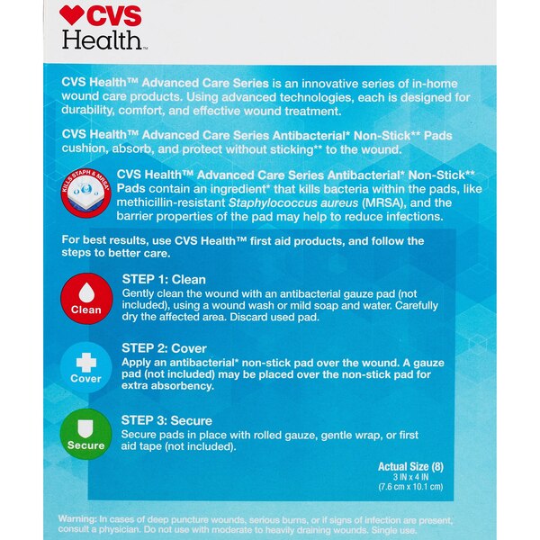 CVS Health Sterile Acti-Bacterial Non-Stick Pads