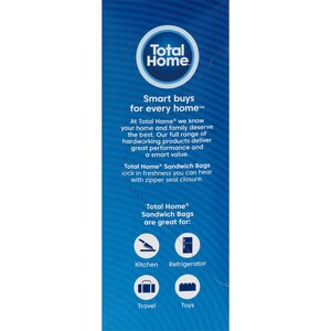 Total Home Zipper Seal Sandwich Bags, 100 ct