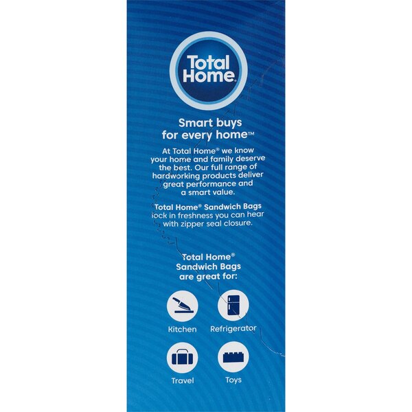 Total Home Zipper Seal Sandwich Bags, 100 ct