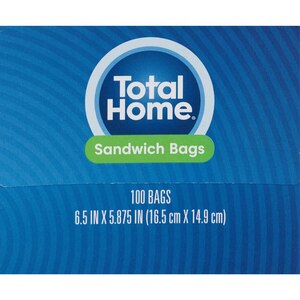 Total Home Zipper Seal Sandwich Bags, 100 ct