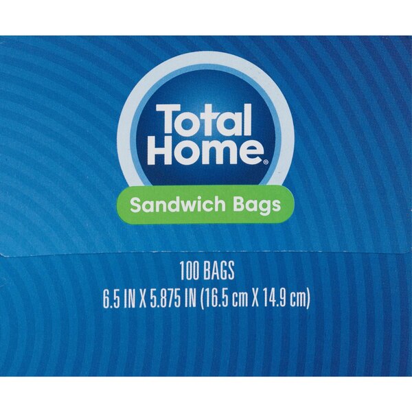 Total Home Zipper Seal Sandwich Bags, 100 ct