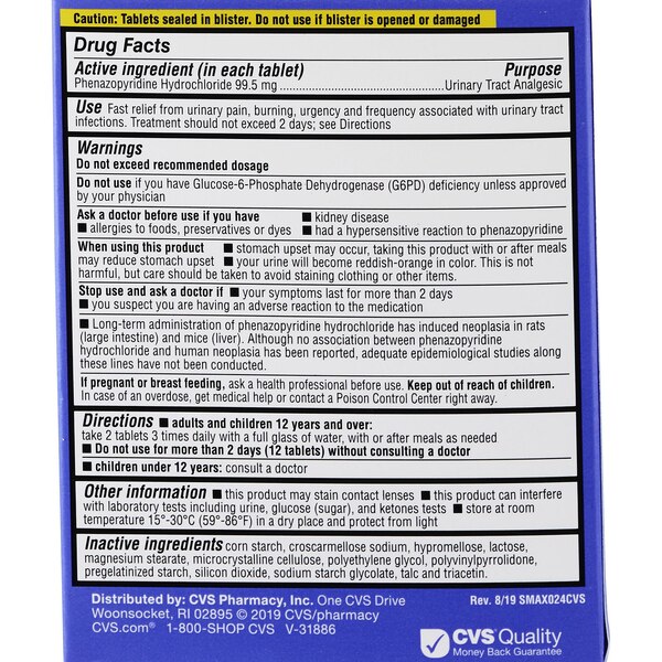 CVS Health Maximum Strength Urinary Pain Relief Tablets, 24 CT