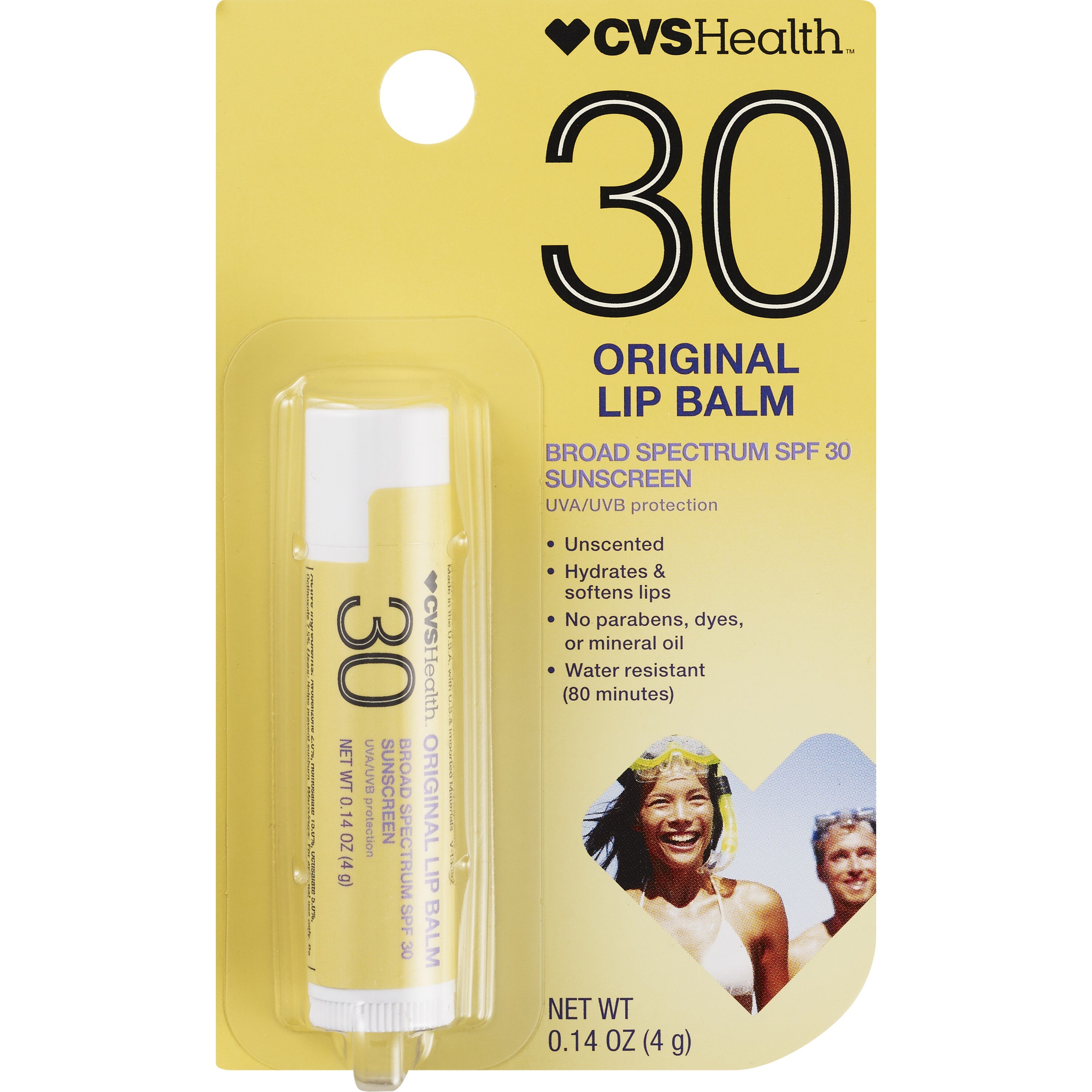 CVS Health Lip Balm Broad Spectrum, SPF 30, 0.14 OZ