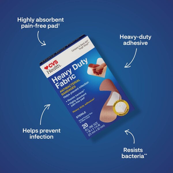 CVS Health - Apósitos antibacterianos de tela ultrarresistente