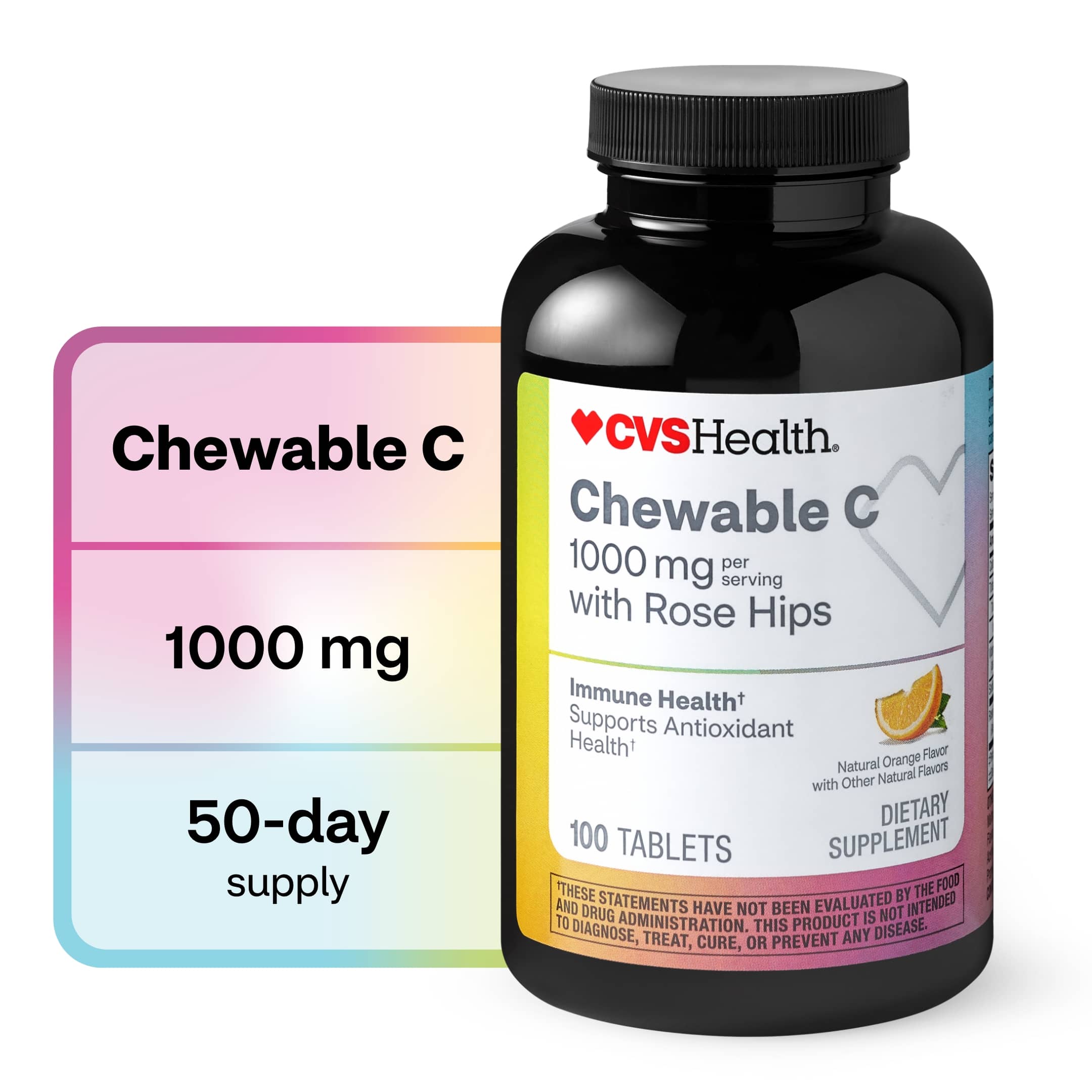 CVS Health - Vitamina C en tabletas masticables, 1000 mg, 100 u.