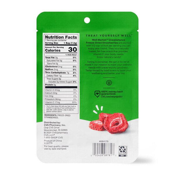 Well Market Unsweetened Freeze-Dried Strawberries, 0.264 oz