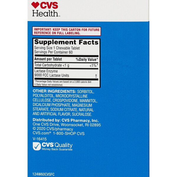 CVS Health Fast Acting Dairy Relief Chewable Tablets