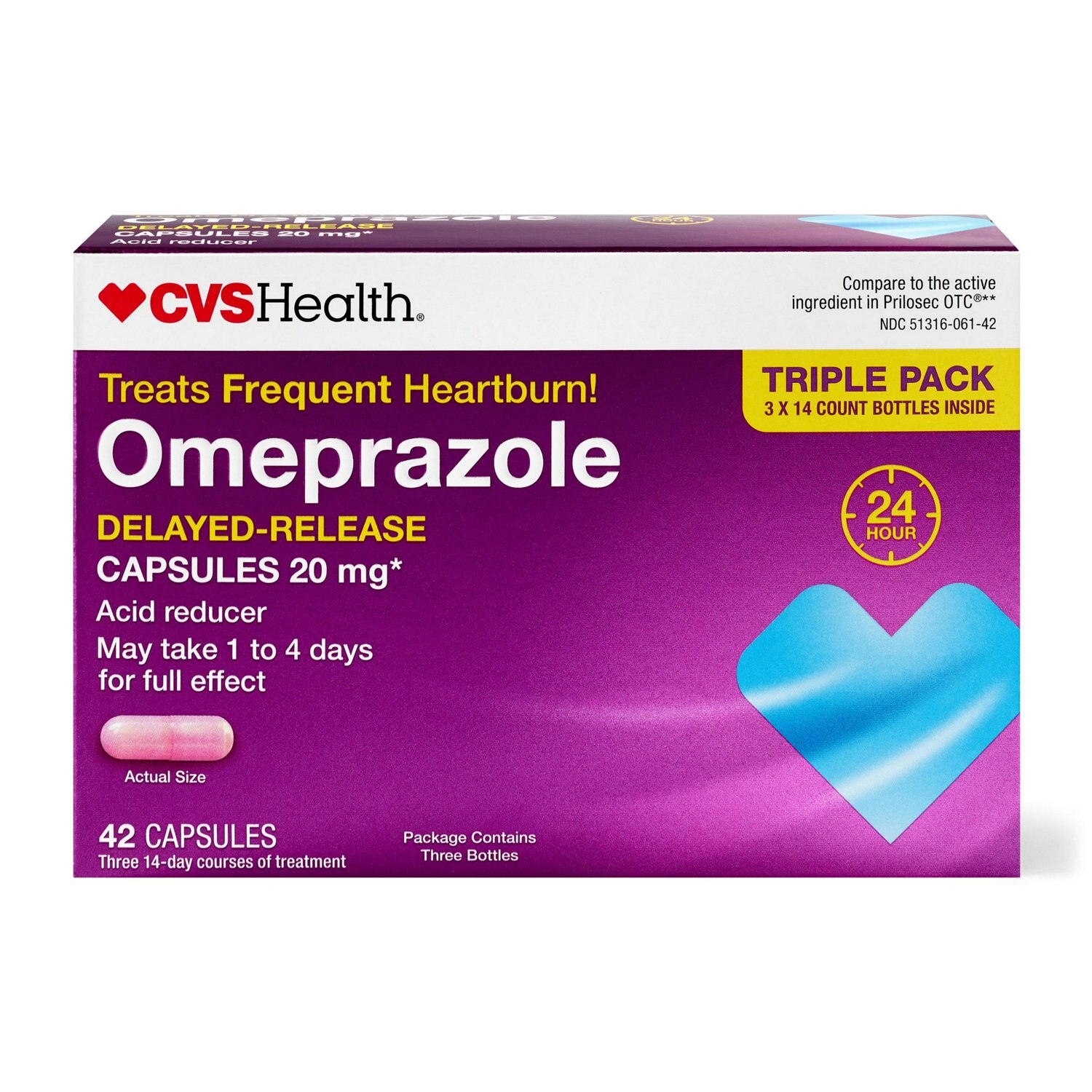 CVS Omeprazole Acid Reducer Delayed-Release Capsules image.