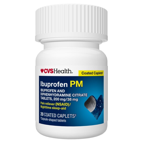 CVS Health - Ibuprofen PM, analgésico y ayuda para dormir de uso nocturno en cápsulas recubiertas