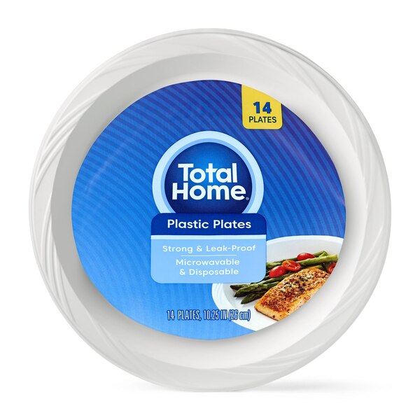 Total Home Microwavable Plastic Dinner Plates , 14 ct