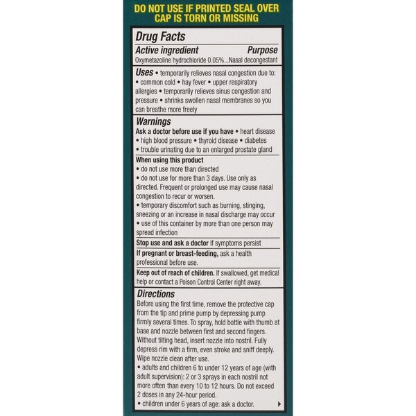 CVS Health 12HR No Drip Nasal Mist Oxymetazoline 0.05%, 0.5 OZ