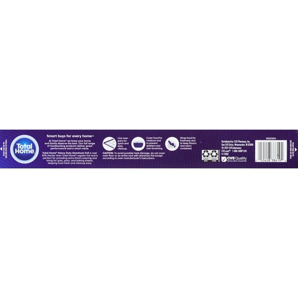 Total Home Heavy Duty Aluminum Foil, 50 Sq Ft
